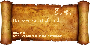 Balkovics Aténé névjegykártya